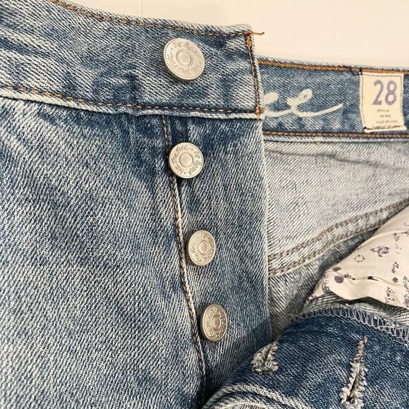 Free People Distressed Denim Short Button Fly High Rise Size 28 Country Cowgirl - Picture 4 of 6
